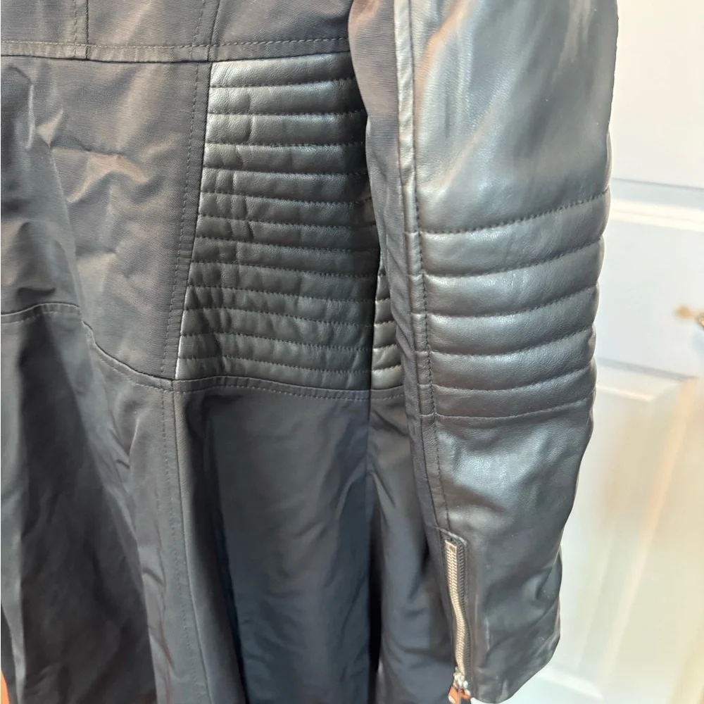 bebe Black Leather Long Jacket - Picture 3 of 6